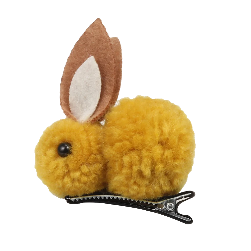 Yellow Корейские детские заколки для волос с милым Кроликом, эластичные резинки для волос, зимние плюшевые заколки с кроликом, повязка на голову, аксессуары для волос для девочек - Окраска металла: Yellow