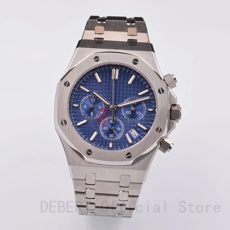 

42MM Royal Watch men Oak Blue sterile dial Stainless steel case timing multi-functional 26331quartz wristwatches