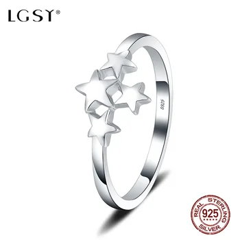 

LGSY Round Rings 925 Sterling Silver Ring Fine Jewelry Romantic Stars Shape Crystal Sweet Ring For Women Fashion Jewelry DR1094