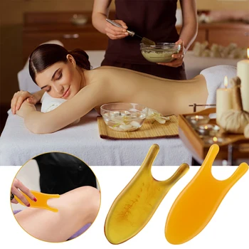 

Natural Resin Amber Scraper Acupuncture Therapy Guasha Board for Face Neck PressureTherapy Guasha Board Handle Massage Tools*