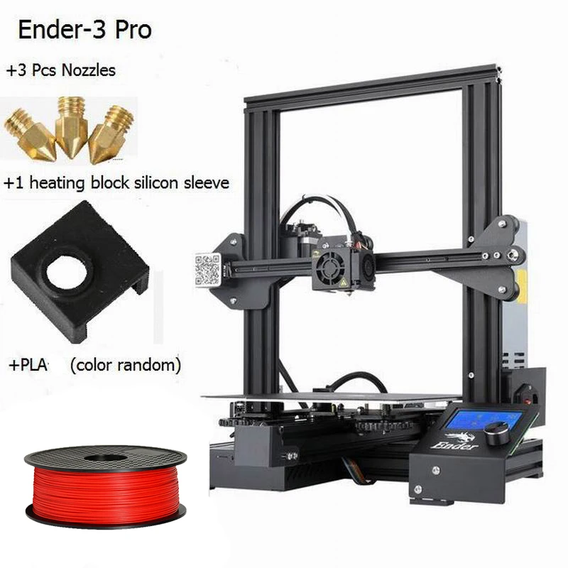 Обновление Ender-3Pro/Ender-3/Ender-3X Creality 3d принтер наборы подарочные насадки+ нагревательный блок силиконовый рукав+ PLA - Цвет: Ender3pro ns SC PLA