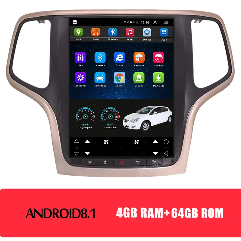 KiriNavi вертикальный экран Tesla style 10," 1 Din Android 8,1 автомобильный DVD Авто gps навигатор Автомагнитола для Jeep Grand Cherokee - Цвет: android car radio