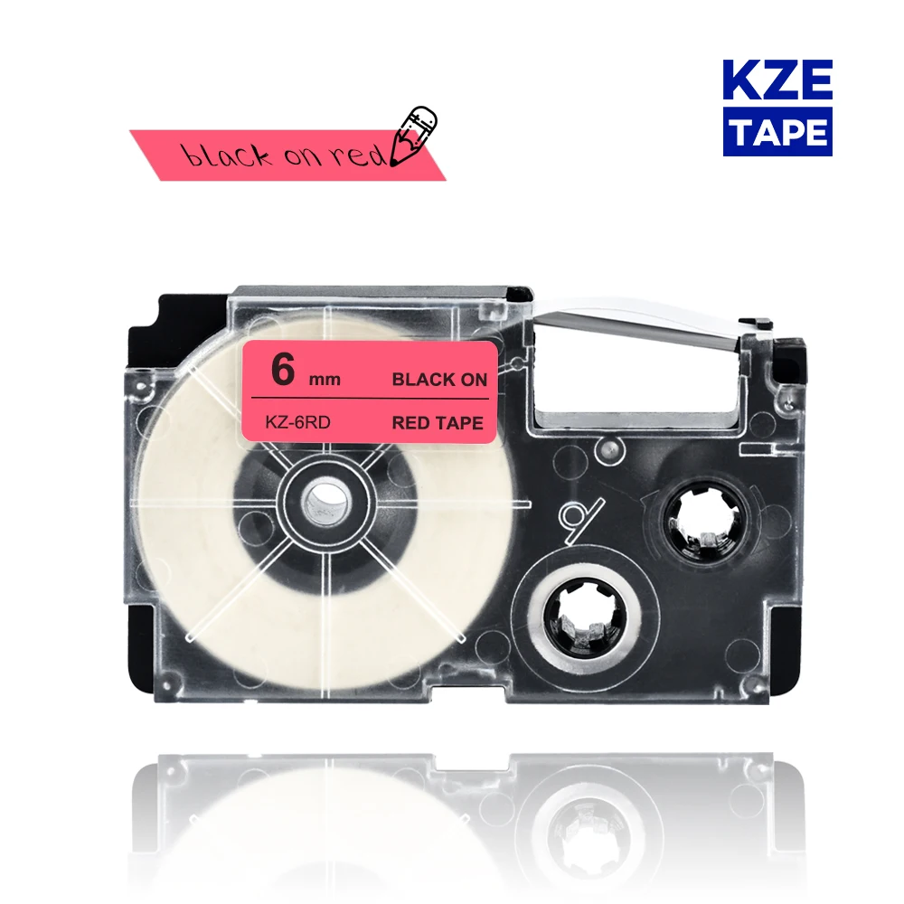 

6mm Casio label tape Black on Red compatible label tapes XR6RD XR 6RD XR-6RD for KL-60 typewriter KL-60SR KL120 EZ Label Maker