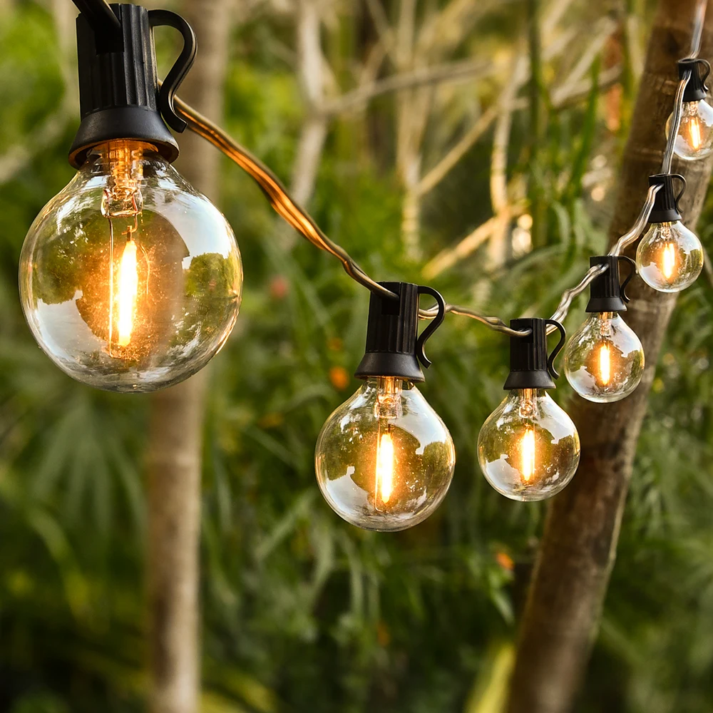 25Pcs G40 LED String Light Bulb Replace 120V/220V Led Bulb E12 Base Socket Holder Bulb For Home Garden Decoration
