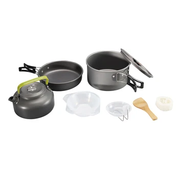 

Camping Cookware Kit Large Size Pot Pan Kettle Teapots Set With Accessories For Outdoor Camping Hiking And Picnic HB88
