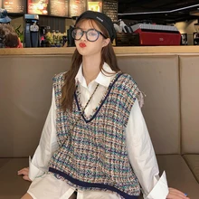 FMFSSOM Женский вязаный свитер без рукавов на весну и осень, Женский вязаный жилет с v-образным вырезом и кисточками, женские топы