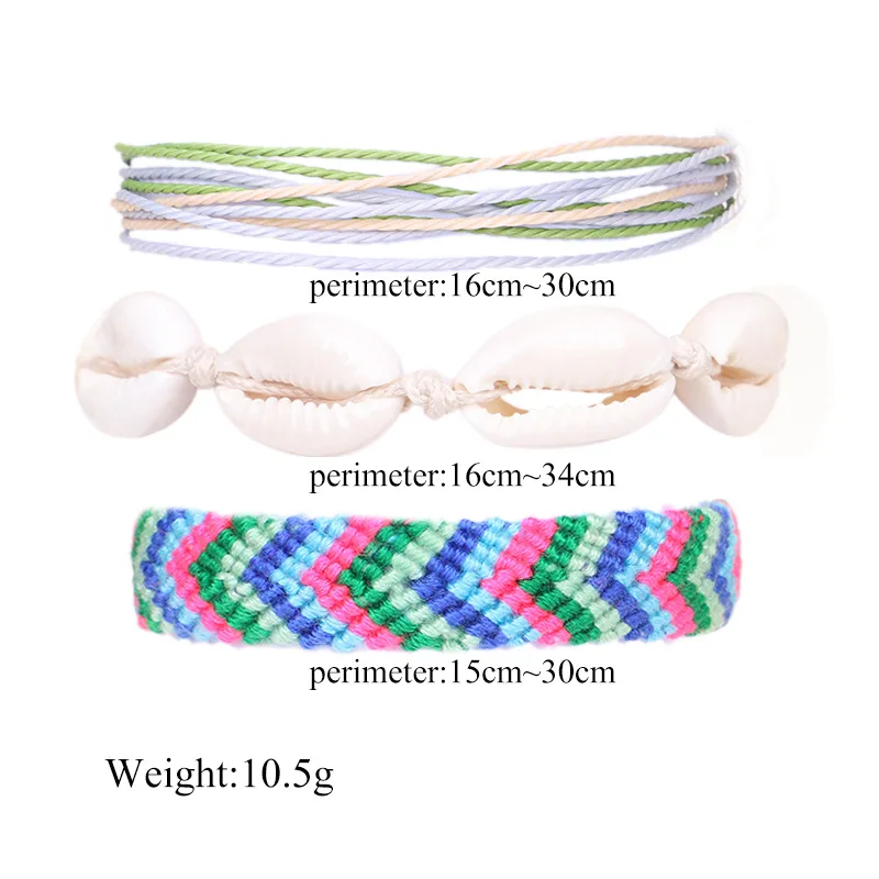 Meetvii Bohemian Waterproof Wax Rope Anklets Set for Women Girls Colorful Woven Beach Shell Charm Leg Bracelet Foot Jewelry