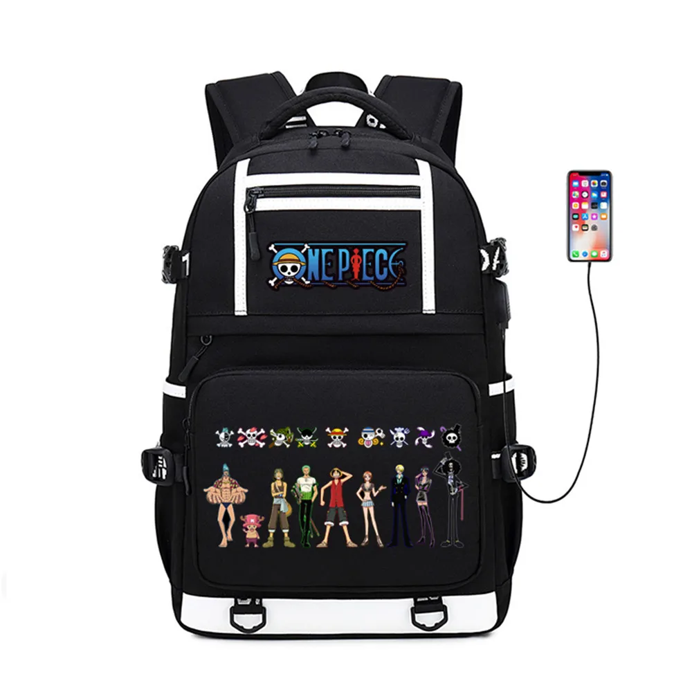 

One Piece Luffy Zoro Cosplay Bookbag Oxford Travel Bagpack School Bags for Teenage Girls USB Charging Laptop Backpack Anime
