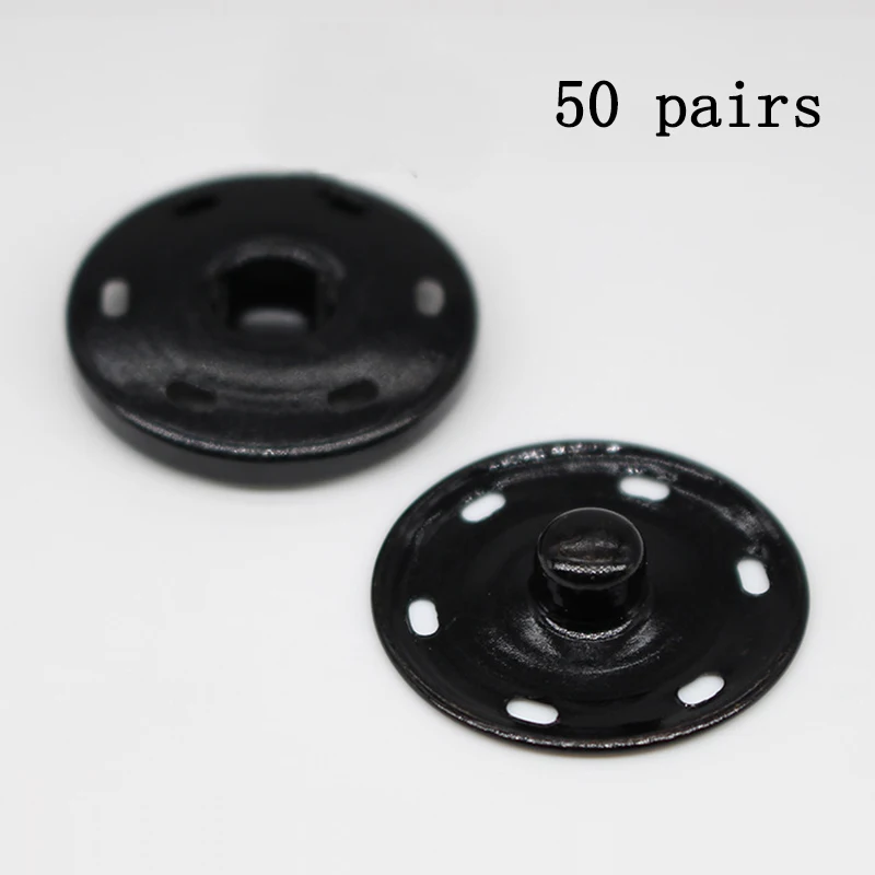 50 Pairs Snap Metal Press Buttons Fastener 7.5/10/15/21/25/30mm Round Button DIY Garment Buckles Needlework Sewing Accessories 6