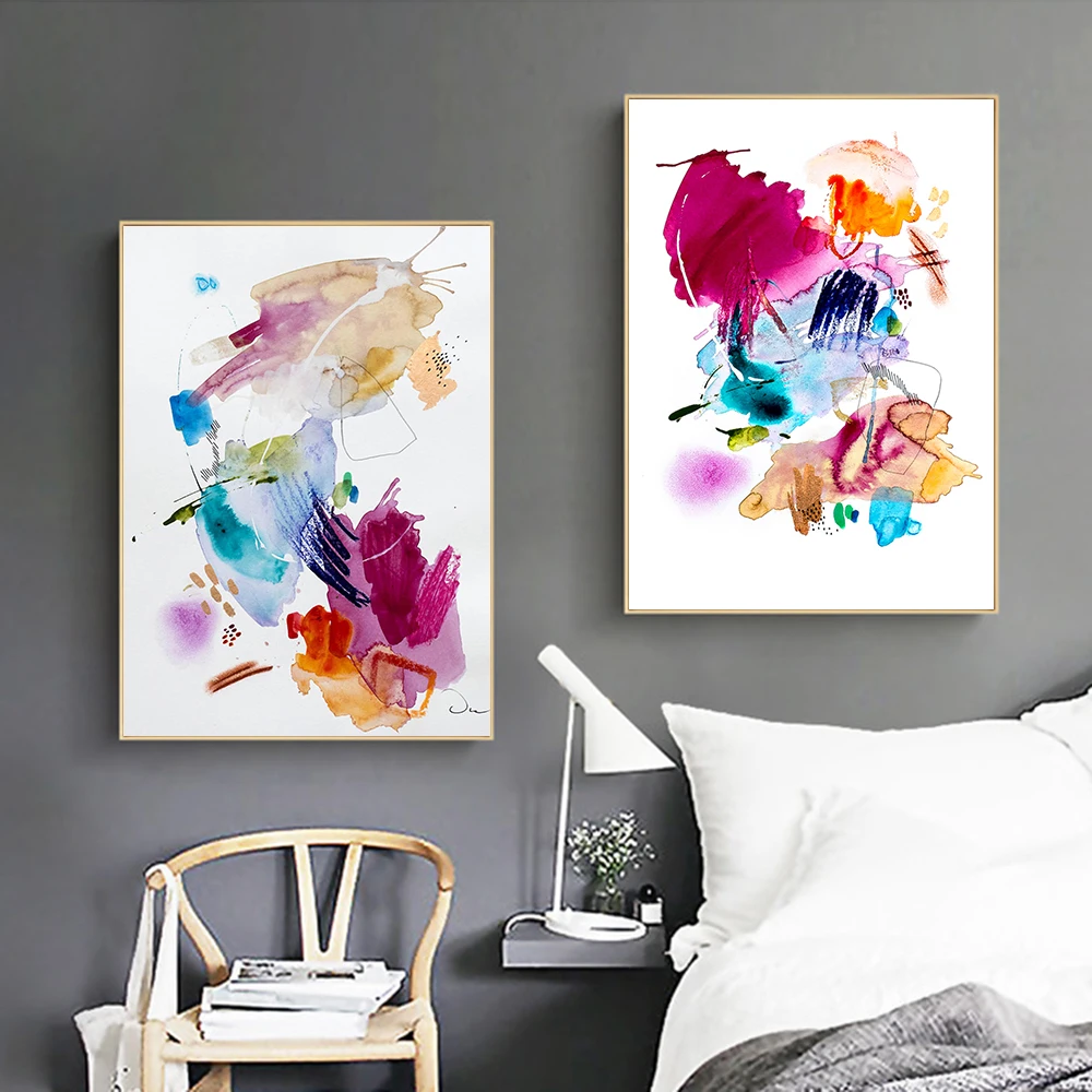 Unframed Modern Colorful Abstract Water Color Print Canvas Unframed Modern Colorful Abstract Water
