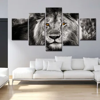 

Wall Art Print Posters And Prints Canvas Painting lion 5 Panel Picture Wall Decor Home Decor