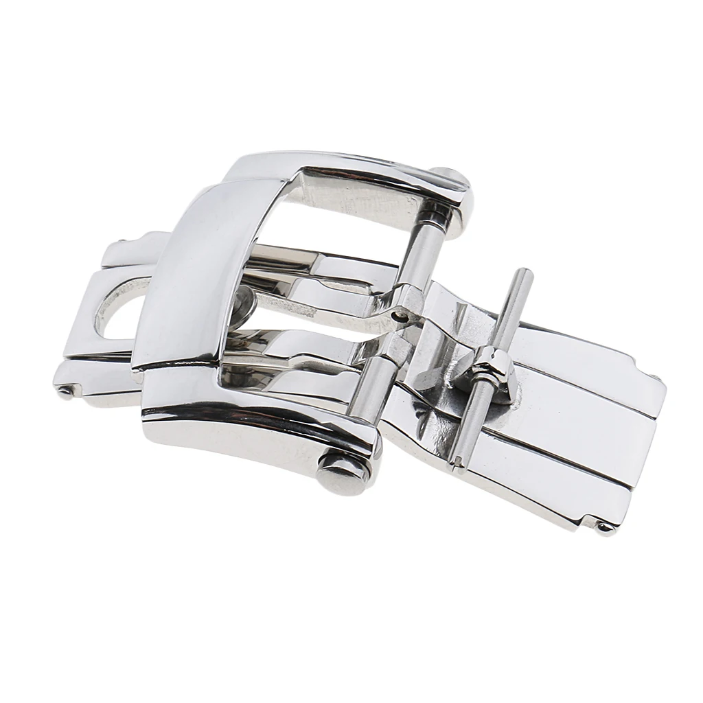 18mm Stainless Steel Deployment Clasp Folding Push Buckle For Leather Straps