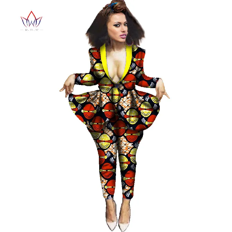Африканский стиль Новая мода женский комплект 2 шт. африканская одежда традиционные женские топы и длинные брюки Дашики женские брюки BRW WY628 - Цвет: 3