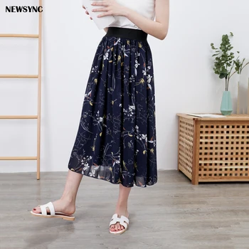 

NEWSYNC Big Size Skirts Women New 2020 Summer Spring A-line Ladies High Waist Printed Euro 7XL 8XL Female Skirt