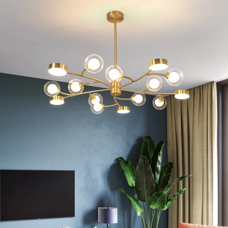 

Nordic LED Chandelier Modern Minimalist Ceiling Hanging Lamp for Living Room Dining Room Kitchen Glass Ball Parlor Lighting