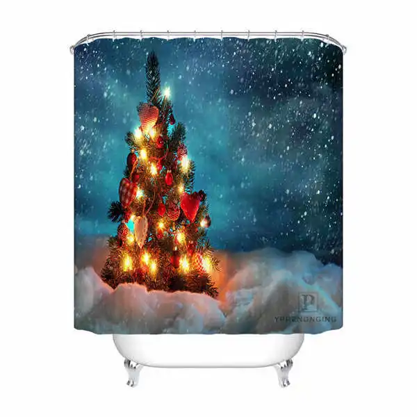 Shower Curtain Пользовательские Водонепроницаемый душ Шторы красный Рождественская елка напечатаны Ванная комната Декор различные размеры#180324-01-32 - Цвет: Shower Curtain