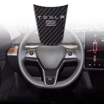 

Car Styling Accessories For Tesla Model 3 S X Car Steering Wheel Carbon Fiber Interior Emblem Badge Decal Decoration Stickers