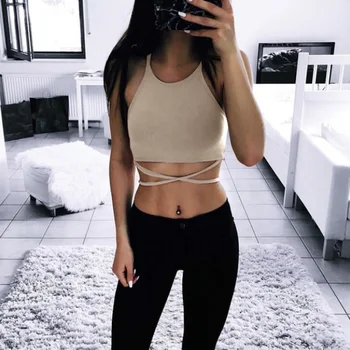 

Summer Sexy Crop Tops Women Halter Solid Color Bustier Bralette Top Bodycon Vest Shirt Crop Top Female Camis
