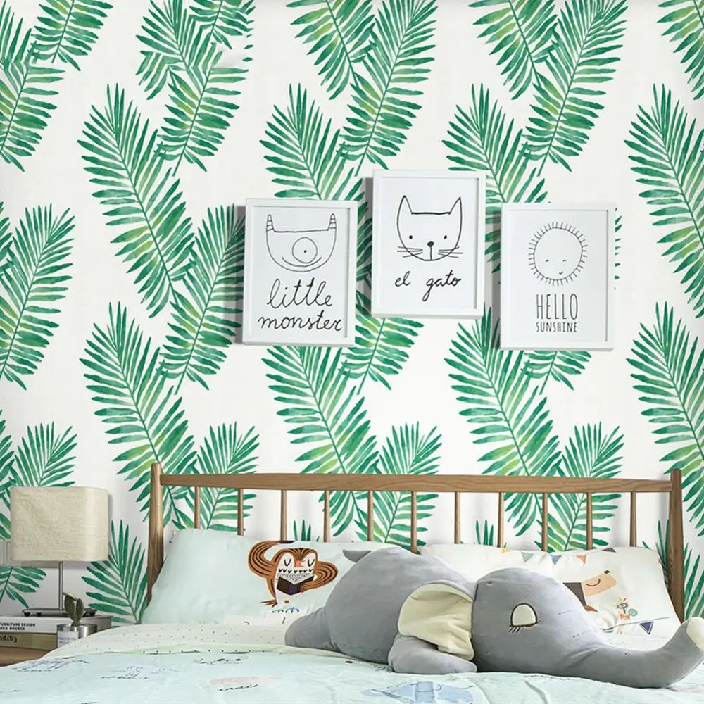 Self Adhesive Tropical Leaf Wallpaper Roll Jungle Peel and Stick Contact Paper Nordic ins Bedroom Living Room Wall Paper Mural