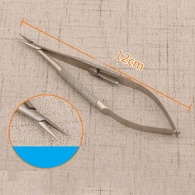 Microscopic ophthalmic instrument lock-type needle holder cosmetic plastic surgery double eyelid embedding surgery tool needle c - Цвет: Шлифованный хром