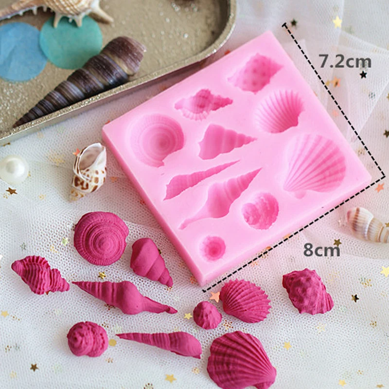 Pink Seashell Silicone Molds 3D Fondant Soap Mold for Caking Decoration Chocolate Candy Mold Baking Tool