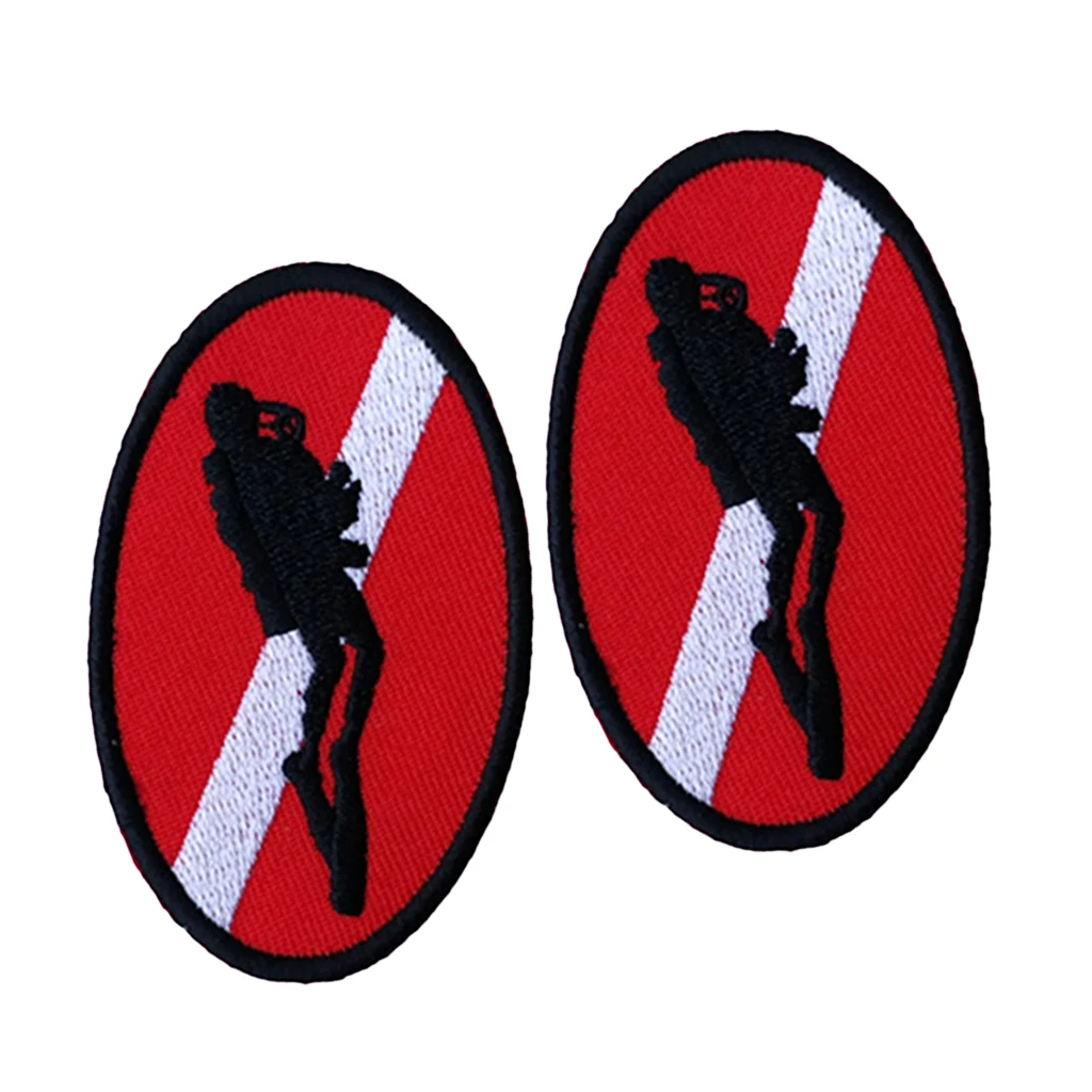 2pcs Scuba Diving Diver Flag Patch Backpack Badge Iron On Patches