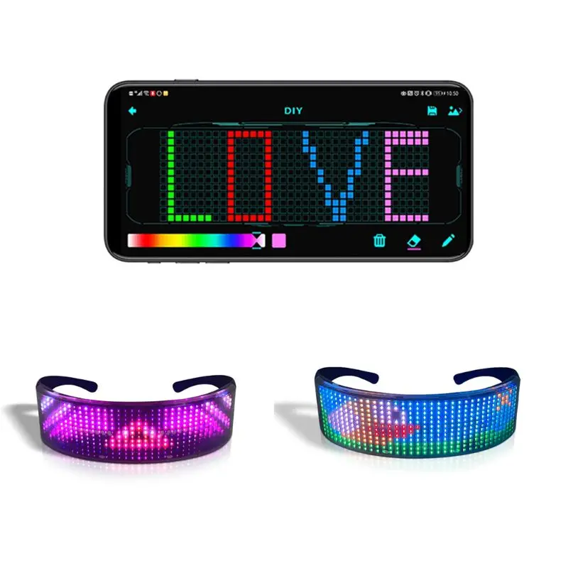

Bluetooth APP Control USB Rechargeable Programmable Party LED Light Up Glasses Y1QD