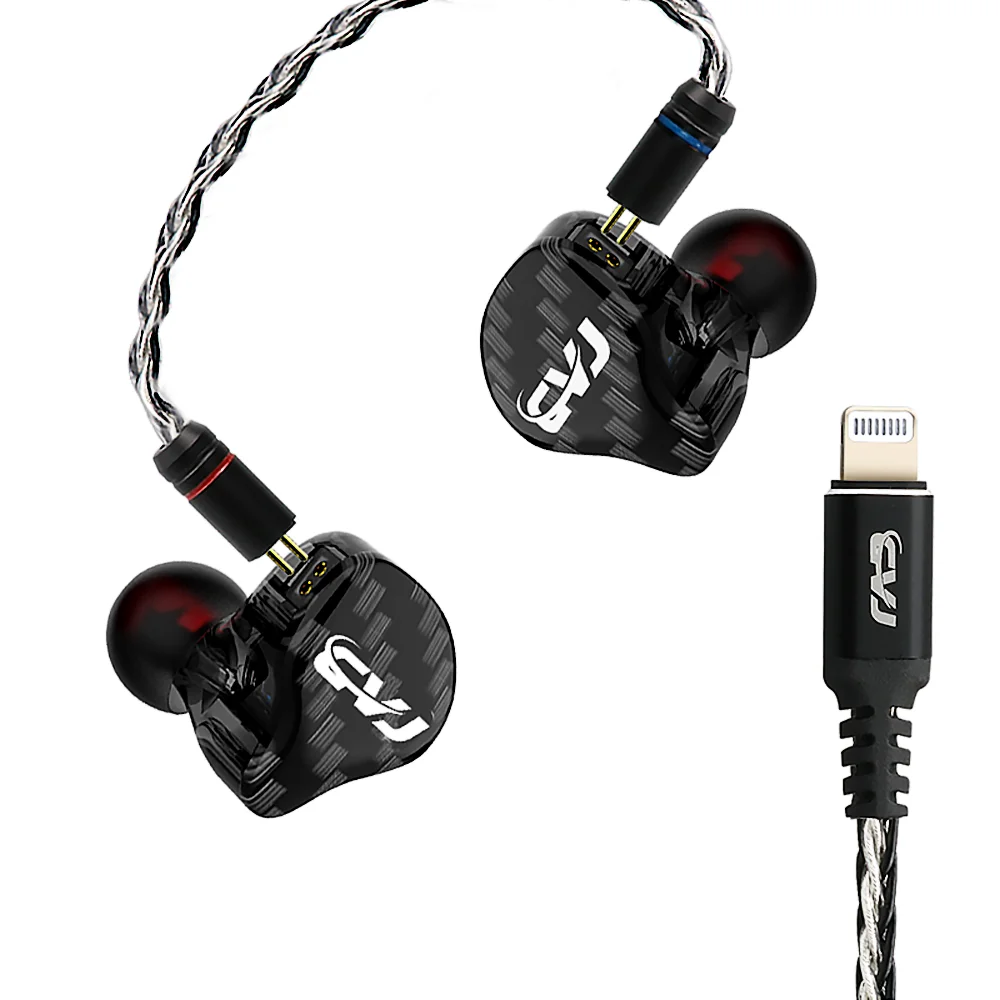 CVJ CVM-Lightning Socket 1DD + 1BA 4 Units Earphone for iPhone 7, 8 plus, 11 pro, XS, Max, 12 Headphone with Replaceable Cable