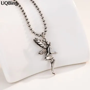 

925 Sterling Silver Beaded Necklaces Guardian Angel Pendant Necklaces Colgante Pingente de plata