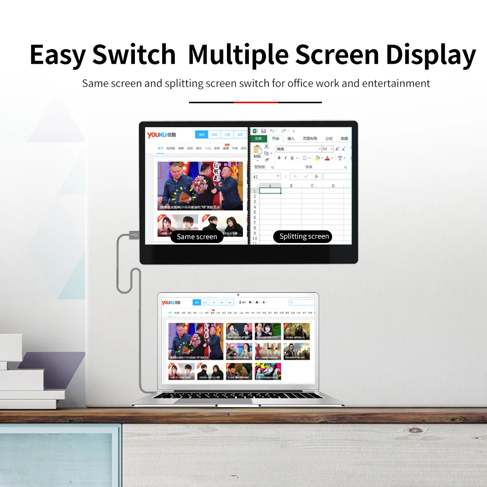 Портативный монитор Arealer 15,6 ''светодиодный 4K ips экран расширения для переключателя/PS4/ПК/ноутбука с сенсорным экраном батареи