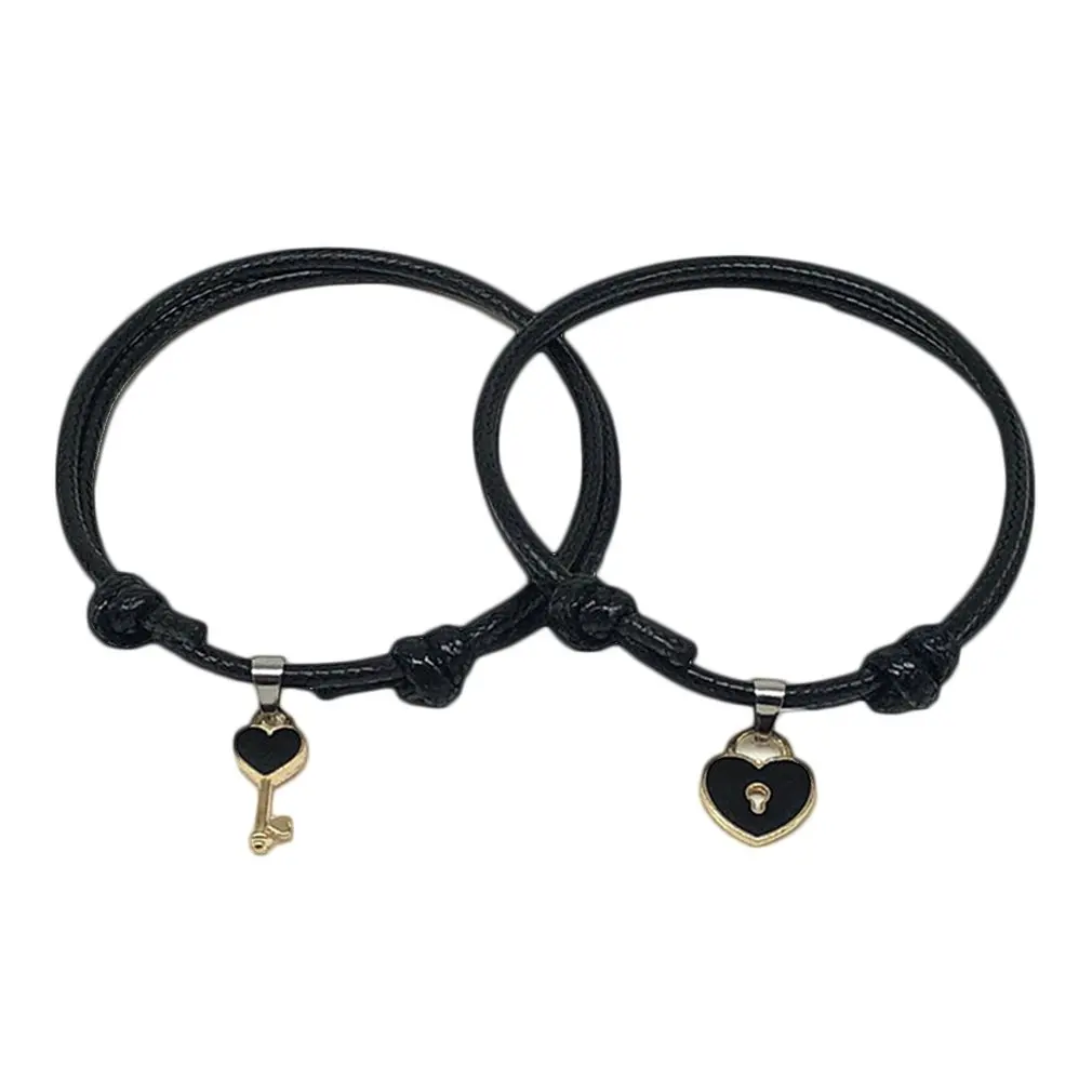

1 Pair Men Women Fashion Trendy Wax Rope Hand Bracelet Personalized Adjustable Hand Chain Jewelry For Lover Couple