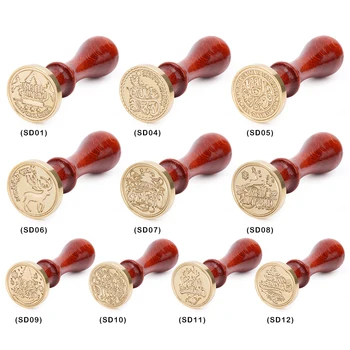 

Vintage Christmas Pattern Seal Stamp DIY Envelope Decor Handcraft Sealing Wax Stamp for Scrapbooking Diary Photo Album
