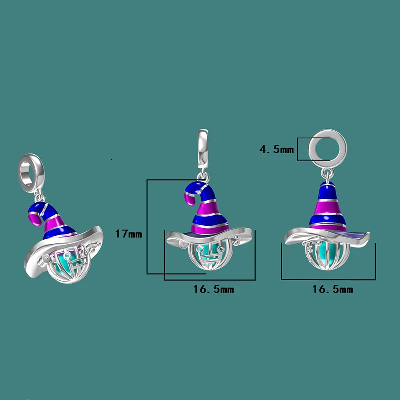 StrollGirl 925 пробы Серебряная шляпа ведьмы светящаяся Подвеска Бусы Подходит для браслета Пандора модный подарок на Хэллоуин ювелирные изделия