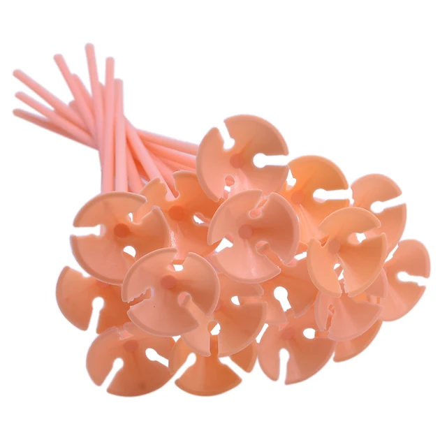 10-50pcs 30cm Latex Balloon Stick Multicolor Plastic Balloon Holder Cups for Wedding Birthday Decoration Accessories B06-Orange