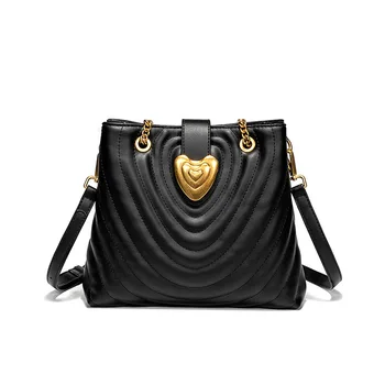 

2020 Latest Fashion Bucket PU Leather Heart Shoulder bag Red White Black Inspired Bag Crossbody Bag For Women Ladies