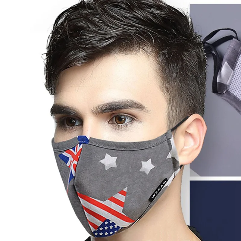 Cotton PM2.5 Anti Haze Mask Anti Dust Mouth Mask Activated Carbon Filter Mouth-muffle Mask Fabric Face Mask - Color: H02