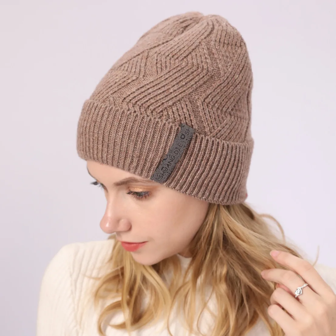 

2019 Autumn And Winter New Style Men's WOMEN'S Knitted Hat Cashmere Wool Crimping Brushed And Thick Cloth Label Cool 8-Word Wool