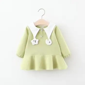 

12.9th Spring New Style solid Baby Girl Dress 2020 Lapel princess Dresses 73-100cm Baby Kids Dresses Children Clothes