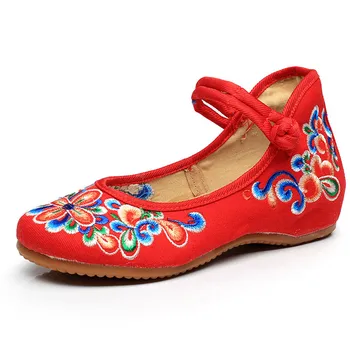 

Spring Summer Women Flats Comfortable Walking Shoes Woman Chinese Style Embroidery Casual Cloth Shoes Big Size 40 41 XKD8013