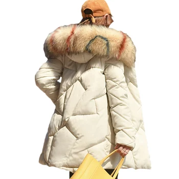 

Winter Down Jacket Women Pregnant Thick Warm Down cotton Jackets Plus size Women's Korean loose Hooded Fur collar Parkas F1175