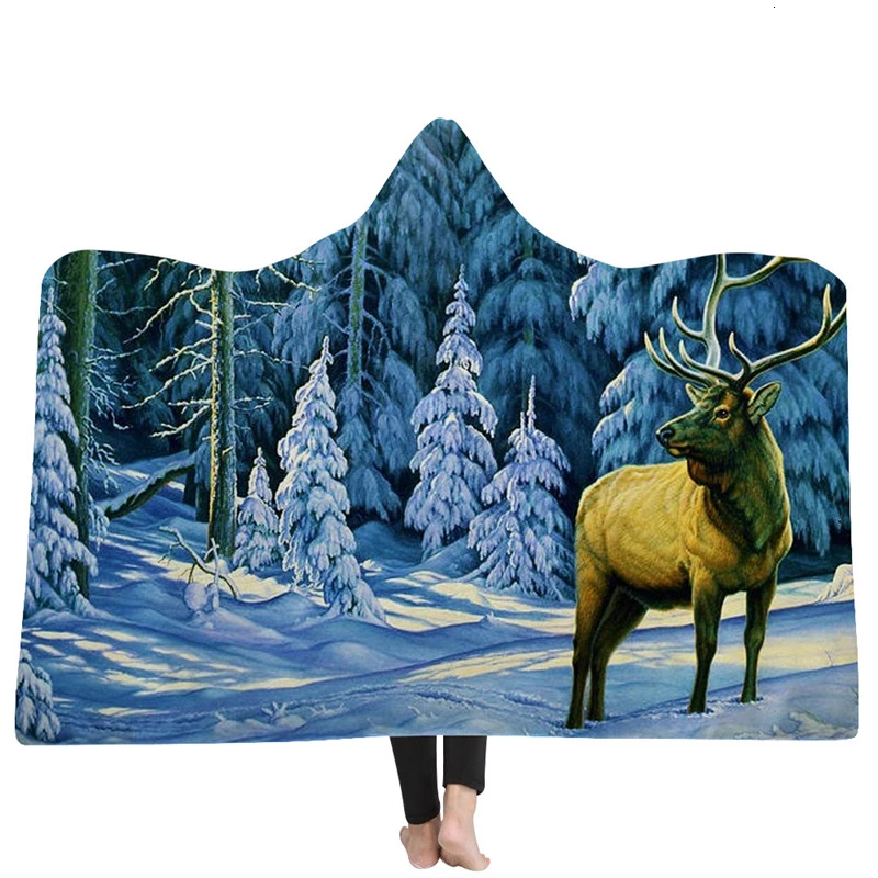 Одеяло с капюшоном с рисунком животных из мультфильмов, супер мягкое зимнее теплое одеяло для дивана, кровати, путешествий, самолета, холодостойкое одеяло с капюшоном - Цвет: Model 17
