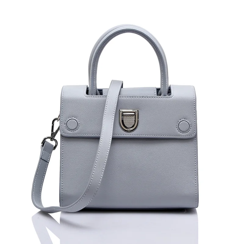 

Genuine Leather Lock Square Sling Bag 2019 Autumn And Winter New Style Top Grade Full-grain Leather Shoulder Bag/ Hand Bag Women