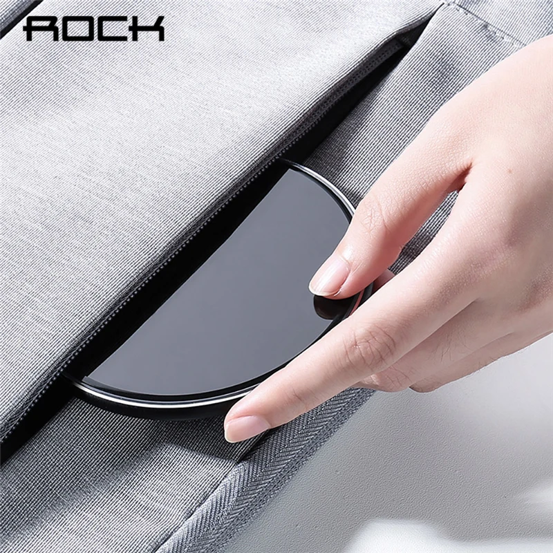 

ROCK Metal 15W Mirror Wireless Charger For iPhone 8 X XR XS Max Samsung S10 S9 Super Fast Charging Desktop Wireless Charger Pad