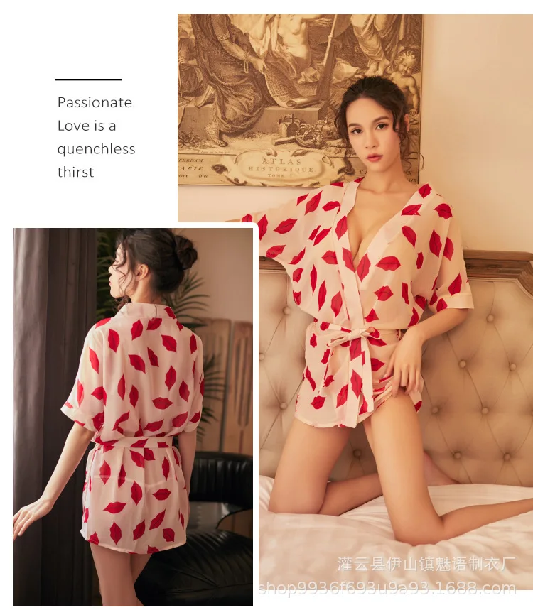 

Sexy Nightwear Half V-Neck Bath Robe Summer Vs Pink Sleepwear Sexy Sleepwear Frenulum Moda Feminina Vestidos De Verano