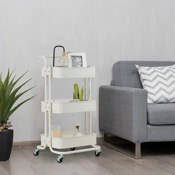 

Kitchen Bathroom Trolley Floor Shelf Multi-Layer Removable Storage Rack Space Saving Mobile Storage Rack Organizer with Wheels