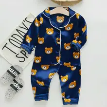 Новинка года; сезон осень; домашняя пижама с героями мультфильмов для малышей пижамы для мальчиков и девочек хлопковые пижамы с длинными рукавами детские пижамы; комплект из 2 предметов