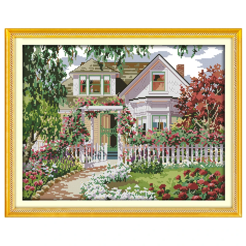 

Garden Villa scenery painting counted DMC 11CT 14CT DIY kit Chinese wholesale Cross Stitch embroidery needlework Sets home decor