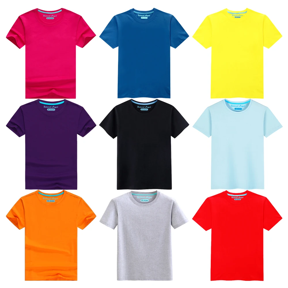 

Boys Girls Short Sleeve T-shirts Baby Clothes Kids Cotton Summer Tops T-shirts Team Clothing Boys Girls Solid Tees Tops 3-15 Yrs