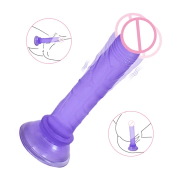 

Realistic Dildos Jelly Dong Sex Toys for Women Flexible Cock with Curved Shaft Crystal Dildo Vaginal G-spot Massage for Beginner