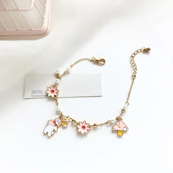 

Playful GIRL'S Sense Versatile Japanese and South Korean Style Cherry Blossom Mt. Fuji Bracelets Cute Bunny Students Small Mushr